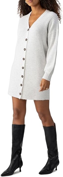 Sanctuary Button Front Sweater Dress Women's Dress Chalk Heather : XL (US 14), Acrylic/Polyester/Spandex