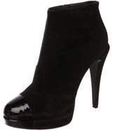 Thumbnail for your product : Chanel CC Cap-Toe Suede Booties Black CC Cap-Toe Suede Booties