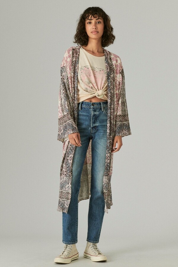 Lucky Brand Mixed Print Knit Duster Kimono - ShopStyle Tops