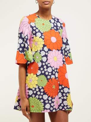 Dodo Bar Or Zosha Floral-print Crepe Mini Dress - Womens - Navy Multi
