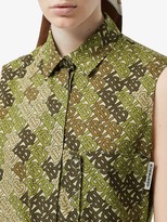 Thumbnail for your product : Burberry Sleeveless Monogram Print Cotton Poplin Oversized Shirt