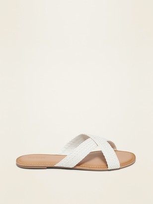 Old Navy Braided Faux-Leather Cross-Strap Slide Sandals for Women
