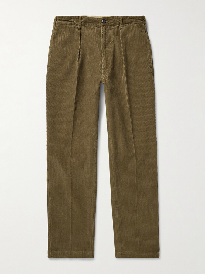 Drakes Games Tapered Pleated Cotton-Corduroy Trousers
