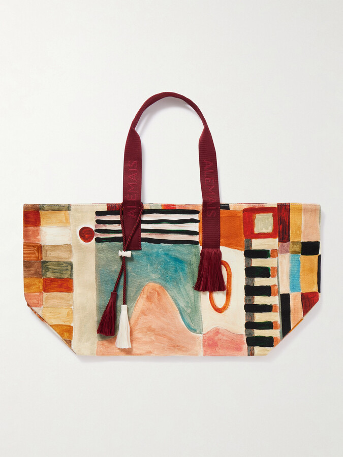 ALÉMAIS ALÉMAIS - + Laurence Leenaert Michelle Tasseled Printed Cotton-canvas Tote - Pink