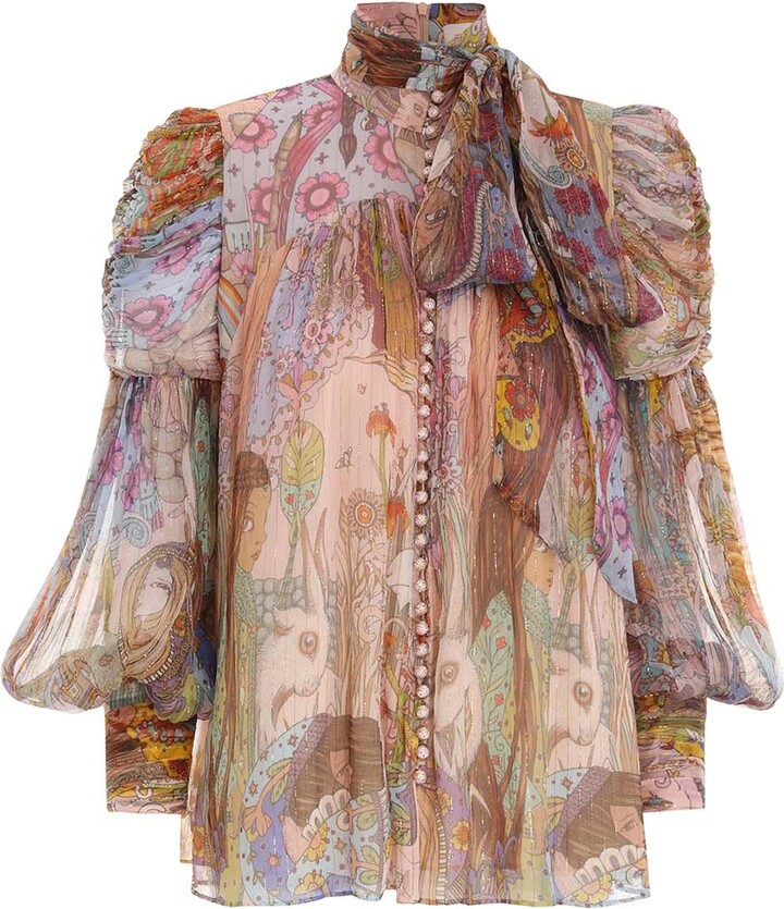 Zimmermann Kaleidoscope Lurex Blouse ShopStyle Tops