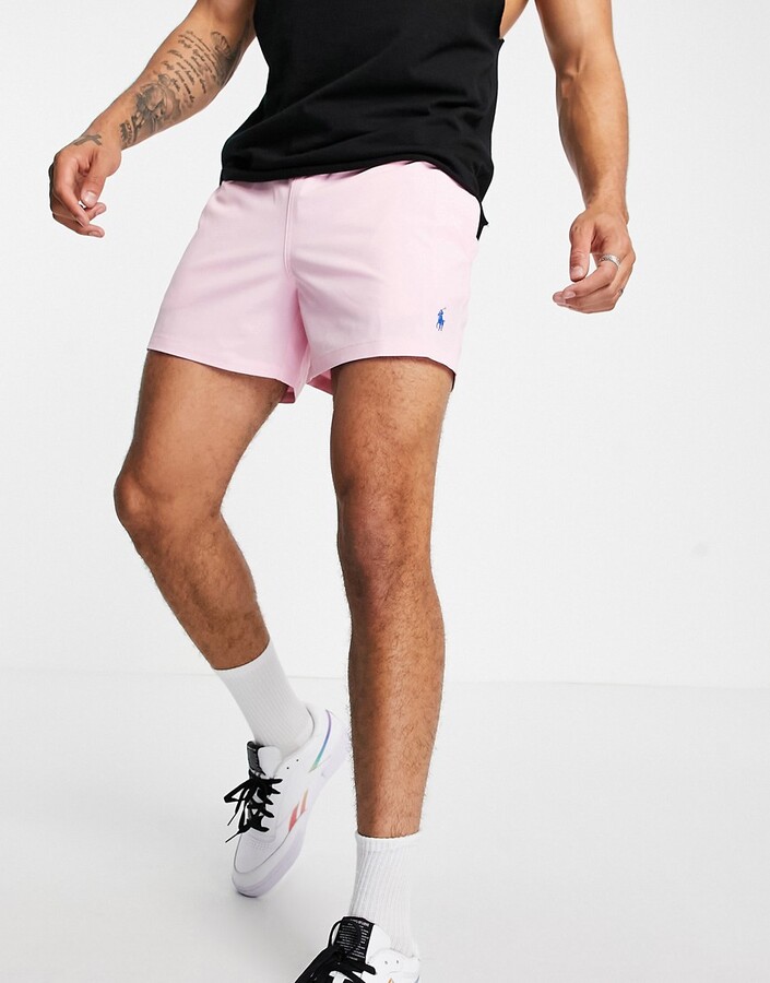 Polo Ralph Lauren recycled polyester Traveler player logo slim fit swim  shorts in carmel pink - ShopStyle