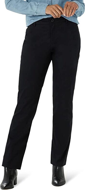 Lee Petite Relaxed Fit Wrinkle Free Straight Leg Pants - ShopStyle