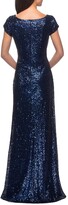 Thumbnail for your product : La Femme Short-Sleeve Long Sequin Dress