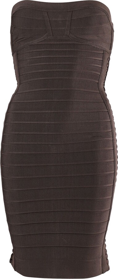 Herve Leger Strapless Bandage Dress in Grey Rayon