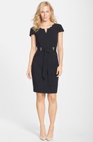 Thumbnail for your product : Ellen Tracy Belted Stretch Sheath Dress