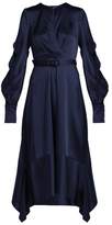 Thumbnail for your product : Jonathan Simkhai Asymmetric Satin Midi Dress - Womens - Navy