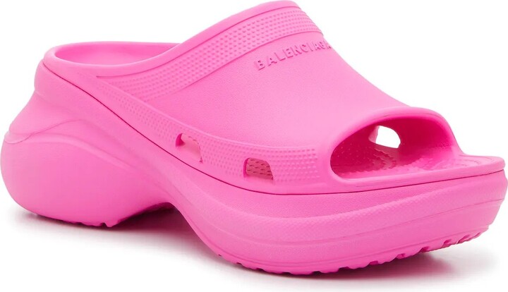 Balenciaga Pink Rubber Crocs Embellished Platform Slingback Sandals Size 35  - ShopStyle
