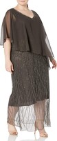 Thumbnail for your product : J Kara Women's Plus Size Beaded Bottom Dress with Sheer Top