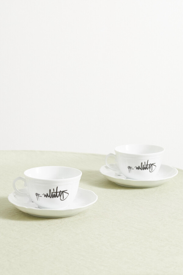 GINORI 1735 + Off-white Printed Porcelain Tea Cup And Saucer Set - One size