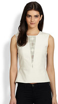 Thumbnail for your product : Mason by Michelle Mason Leather-Trim Peplum Top