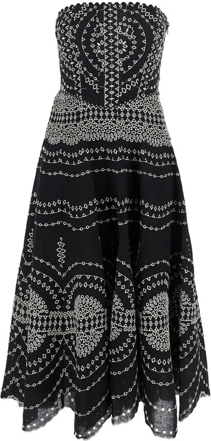 Charo Ruiz Iris Long Dress with Embroidery