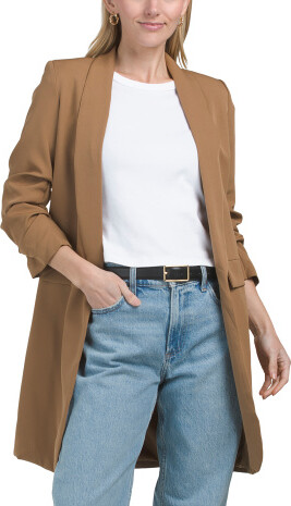 TJMAXX Ruched Sleeve Long Blazer, Polyester