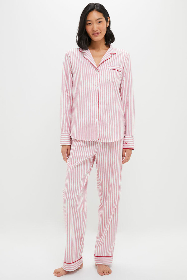 Petite Plume Antique Red Ticking Long Sleeve Pants Set