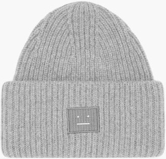 MATCHESFASHION Men Accessories Headwear Beanies Mens Pansy Face Patch Wool Beanie Hat Grey 
