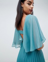 Thumbnail for your product : ASOS DESIGN flutter sleeve mini dress with pleat skirt