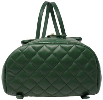 Chanel Limited Edition Green Quilted Lambskin Leather Cc Backpack
