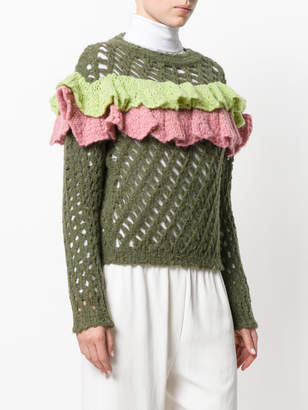 Moschino Boutique open knit ruffle top