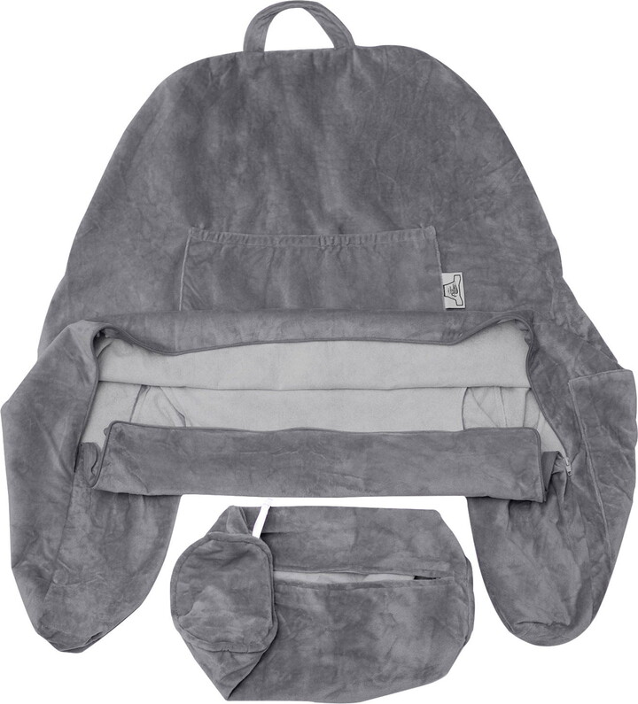 Husband Pillow Medium Cover Only Dark Grey, Cozy Microfiber Bed Rest Pillow Cover with Arms - Array of Colors - Generous Side and Back Pockets - Perfect Fit for Your Favorite Comfy Reading Pillow