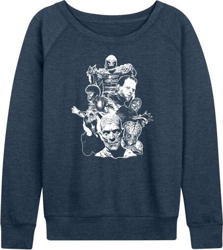 Universal Women'sUniversalLightweightFrenchTerryWideNeckLongSleeveGraphicShirt-HeatherIndigo-4X