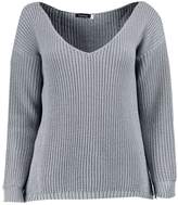Thumbnail for your product : boohoo Petite Shauna Oversized V Neck Jumper