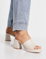 Thumbnail for your product : And other stories & leather platform heeled mules in beige