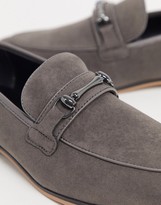 Thumbnail for your product : ASOS DESIGN loafers in grey faux suede with snaffle detail