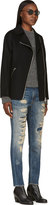 Thumbnail for your product : R 13 Blue Shredded Slouch Skinny Jeans
