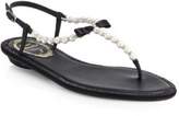 Thumbnail for your product : Rene Caovilla Crystal & Faux Pearl Leather Sandals