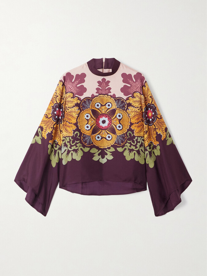 La DoubleJ Make An Exit Printed Silk-twill Blouse - Multi