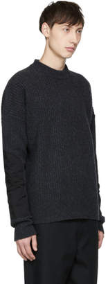 Diesel Black Gold Grey Wool Mock Neck Sweater