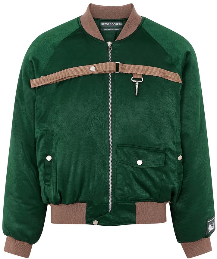 Reese Cooper RCI International green satin bomber jacket - ShopStyle
