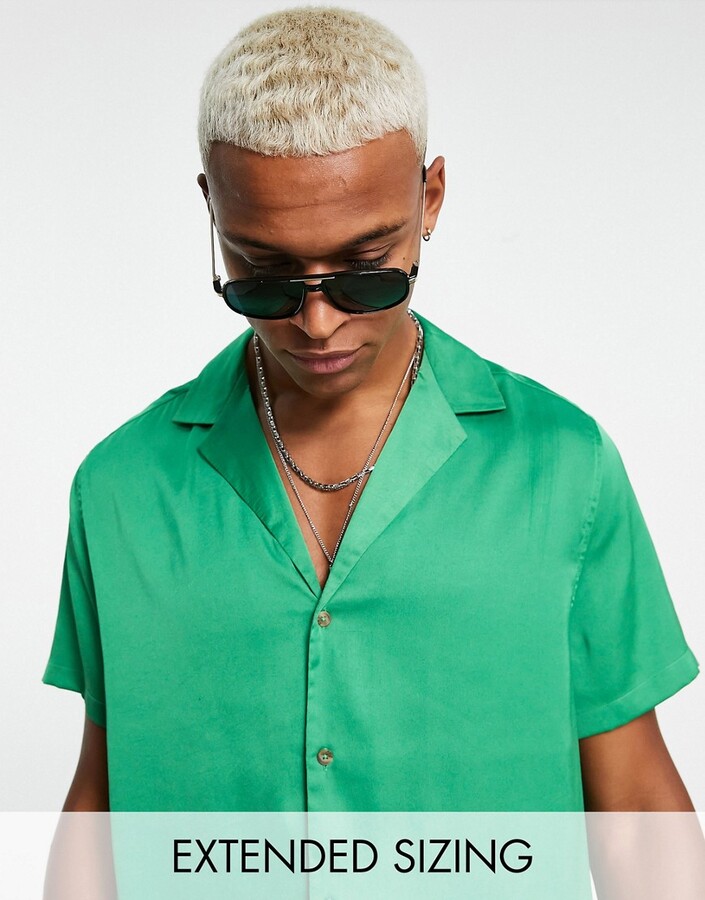 Green Satin Shirt | Shop the world's largest collection of fashion 