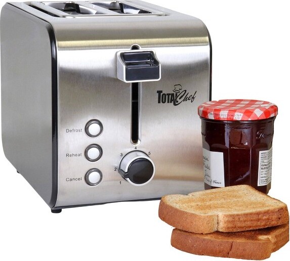 Total Chef TotalChef2-SliceStainlessSteelToasterwithDefrostandReheat