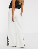 Thumbnail for your product : Paper Dolls wide leg pant with lace split detail co-ord in ivory