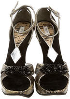 Thumbnail for your product : Prada Lizard & Suede Wedges