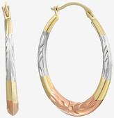 Thumbnail for your product : Fine Jewelry 14K Tri-Tone Gold Diamond-Cut Round Hoop Earrings