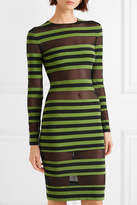Thumbnail for your product : Norma Kamali Striped Stretch-jersey And Mesh Dress - Leaf green