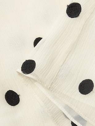 Rebecca Taylor Embroidered Polka Dot Silk Chiffon Blouse