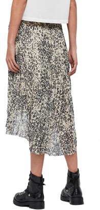 AllSaints Lea Leopard Print High/Low Skirt