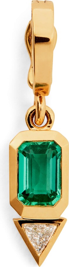Azlee Yellow Gold, Diamond and Emerald Charm