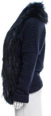 Roberto Cavalli Fox Fur-Trimmed Wool & Cashmere-Blend Cardigan
