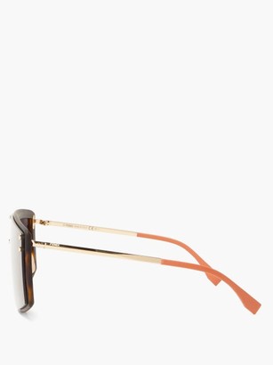Fendi Eyeline Ff-print Shield Metal Sunglasses - Multi