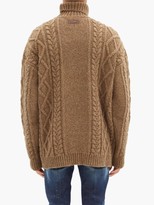 Thumbnail for your product : DSQUARED2 Cable-knitted Roll-neck Wool Sweater - Brown