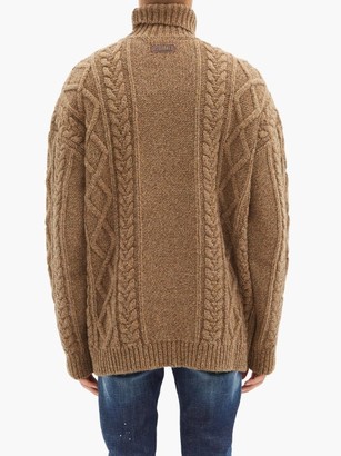 DSQUARED2 Cable-knitted Roll-neck Wool Sweater - Brown