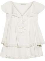 Thumbnail for your product : Rebecca Minkoff Lace-Trimmed Ruffled Crepe De Chine Top